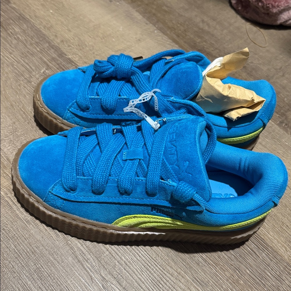 PUMA x FENTY Creeper Phatty Suede Sneakers - Blue and Yellow
